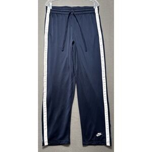 Nike Track Pants Mens Medium Blue White Stripe Swoosh Gym Workout Jogger Relaxed